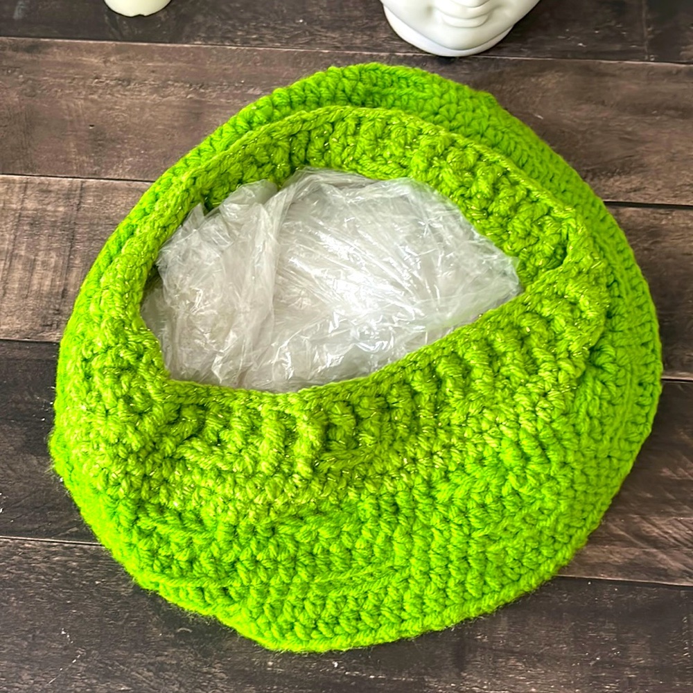 Knit hat crochet and matching scarf